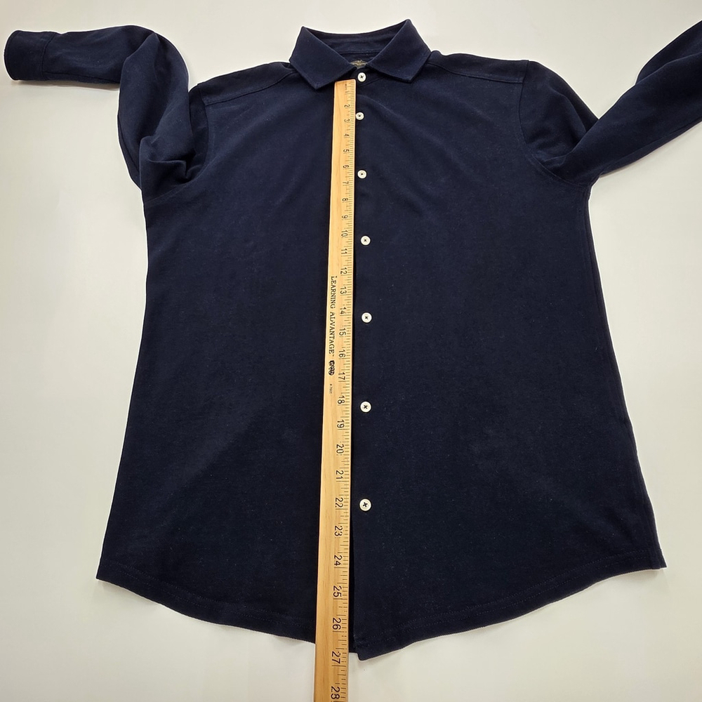 Quiet Luxury Doppelgänger Long Sleeve Polo Men’s L Navy Cotton Smart Casual - Picture 11 of 13